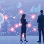 Image of two figures looking at a wall with nodes and a light bulb