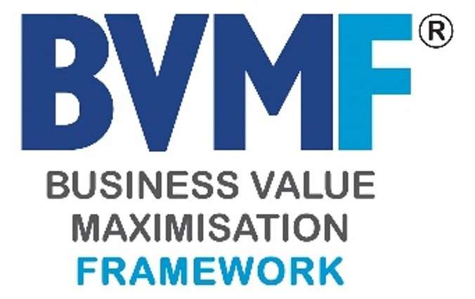 BVMF logo: the initials 'BVMF' with 'Business Value Maximisation Framework' text beneath it (brand identity)